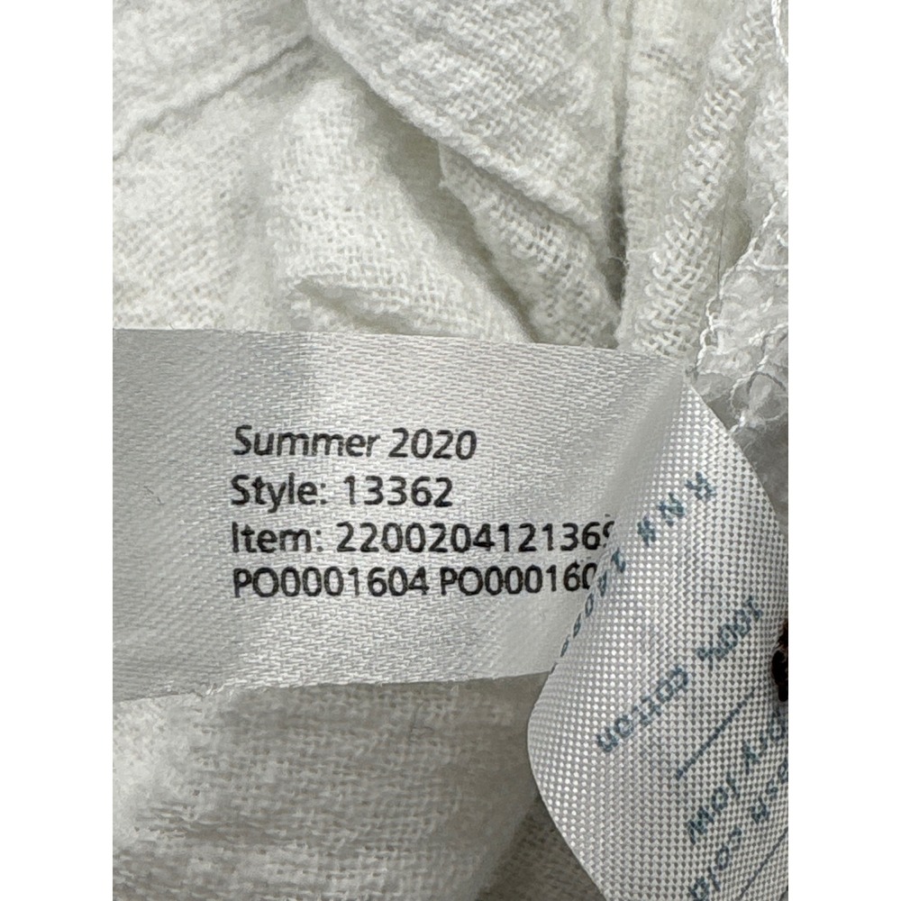 Marine Layer Henley Top Womens XS White Textured Cotton Gauze Short Sleeve Boho - Picture 7 of 8